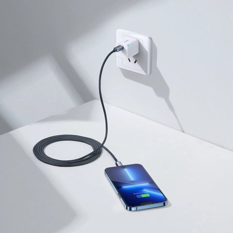 USB кабель Baseus Crystal Shine Series, USB тип-C, Lightning, 200 см, 20 Вт, черный, в нейлоновой оплетке, #CAJY000301 Превью 2