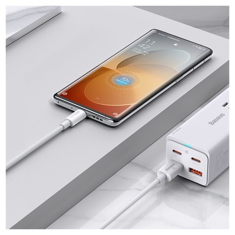 USB кабель Baseus Superior Series (SUPERVOOC), USB тип-C, USB тип-A, 100 см, 65 Вт, белый, #CAYS000902 Превью 1