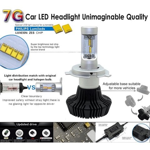 Car LED Headlamp Kit UP-7HL-H3W-4000Lm (H3, 4000 lm, cold white) Preview 2