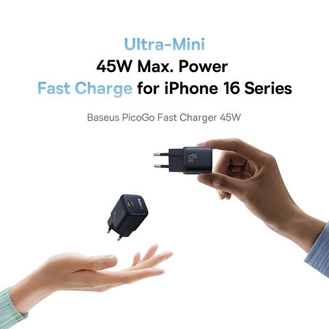 Adaptador de red Baseus PicoGo, W, Fast Charge, negro, 1 puerto, #P10176800123-00 Vista previa  3