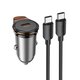 Автомобильное зарядное устройство Hoco NZ16, черное, Power Delivery (PD), c кабелем USB тип-C к USB тип-C, 30 Вт, 1 порт, 12-24 B, #6942007644730 Превью 3