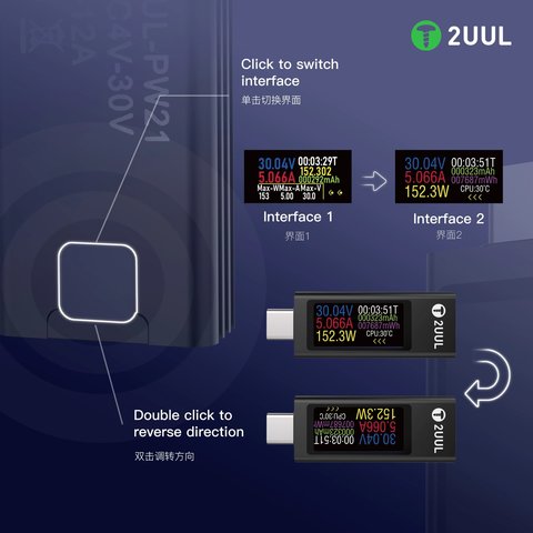 USB-тестер 2UUL PW21, 2xUSB тип-C Превью 4